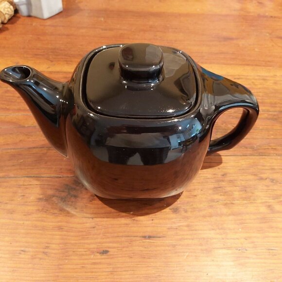 Beauce Quebec Canada Tea Pot Model Number 1670 Dark Brown Black Ceramic Square - Picture 8 of 8